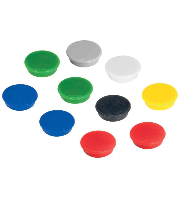 Set de 10 aimants de fixation force adhésive: 800 g diam 32mm Assortis Rond