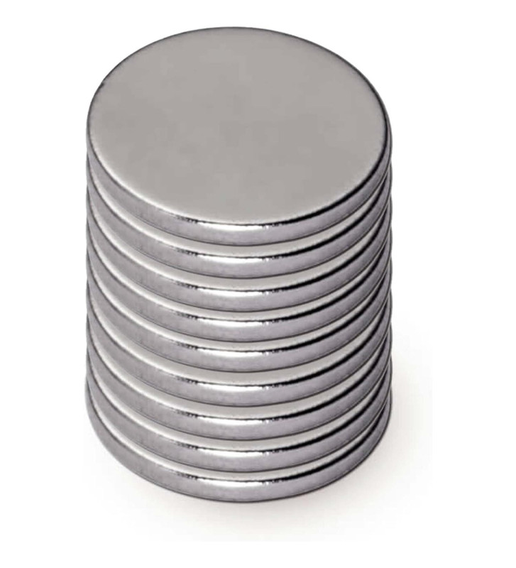 Lot de 10 Aimants Néodyme 0,5 Kg Pastille Diam 10 x (H)1 mm Nickel