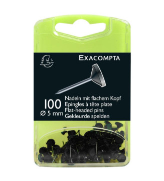 Boîte de 100 épingles à tête plate - Hauteur 8mm - Diamètre 5mm - Noir
