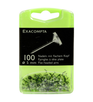 Boîte de 100 épingles à tête plate - Hauteur 8mm - Diamètre de 5mm - Cristal