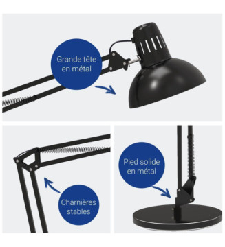 lampe de bureau MAULstudy Métal sur pied flexible LED Sans Ampoule Noir
