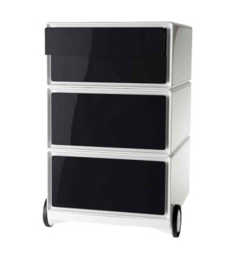 Caisson mobile easyBox, 4 tiroirs, blanc / noir