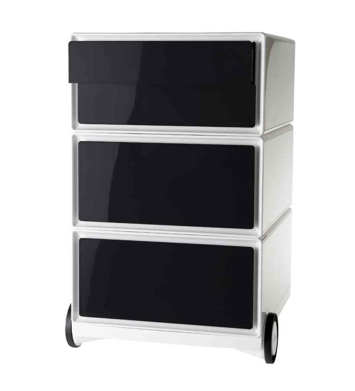 Caisson mobile easyBox, 4 tiroirs, blanc / noir