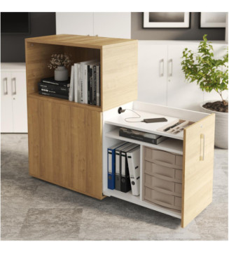 Caisson tower hauteur bureau+niche H.120cm x L.47 x P.80 chêne clair