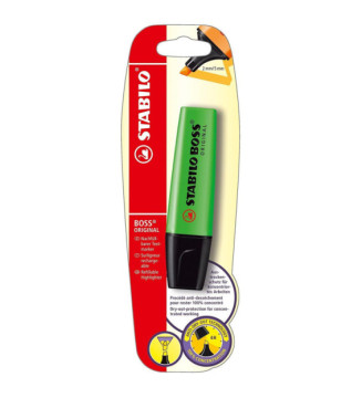 Blister de 1 Surligneur BOSS ORIGINAL Rechargeable Pointe Biseautée 2-5 mm - vert