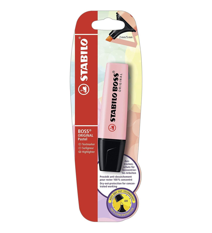 Blister de 1 surligneur STABILO BOSS ORIGINAL Pastel - soupçon de rose