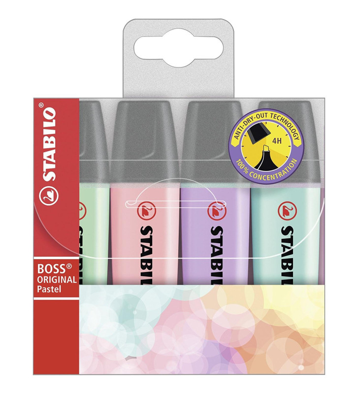 Etui de 4 surligneurs STABILO BOSS ORIGINAL Pastel Assortis