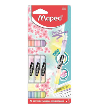 Etui 3 Surligneurs FLUO'PEPS PEN DUO Pastel