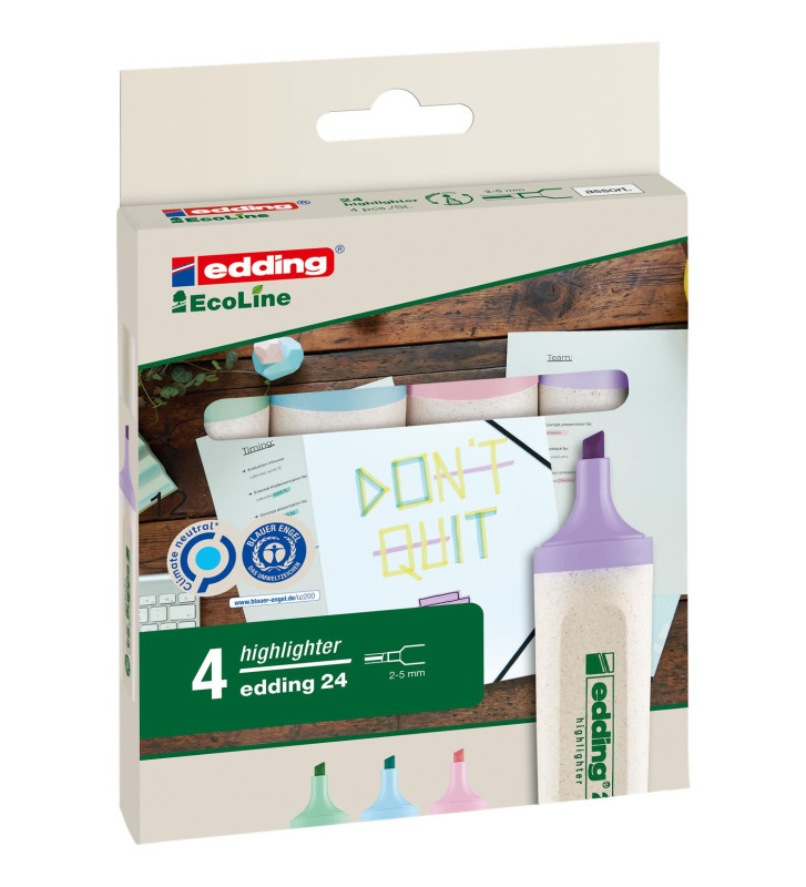 Surligneur 24 Ecoline set de 4 Assorti pastel 2-5 mm