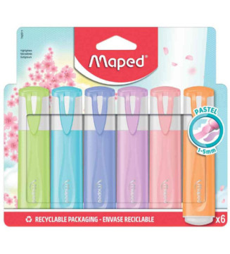 Surligneur FLUO'PEPS PASTEL, blister de 6