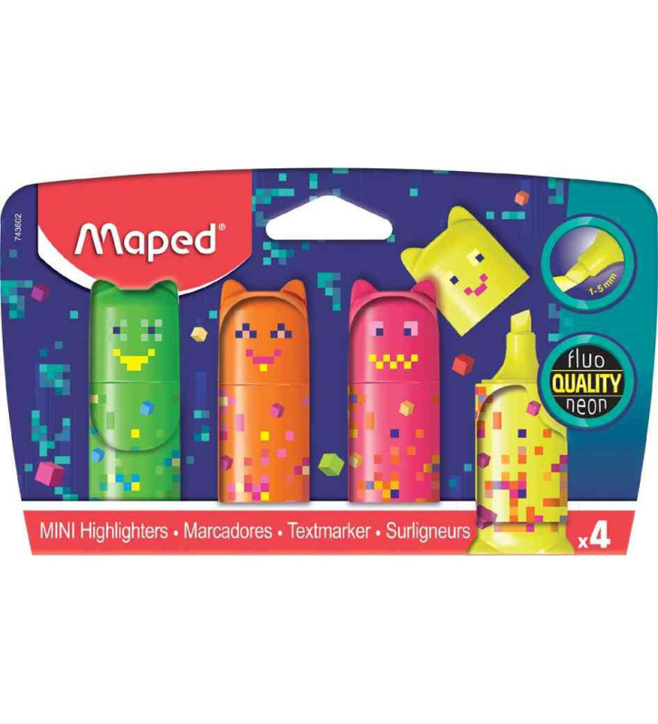 Surligneur Mini PIXEL PARTY, blister de 4