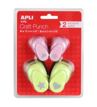 Blister de 4 perforatrices de forme créative coeur / étoile et fleur / trèfle assorties