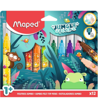 Etui de 12 Feutres JUNGLE fever JUMBO 1er Age Lavable