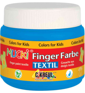 Gouache aux doigts textile MUCKI, bleu, 150 ml