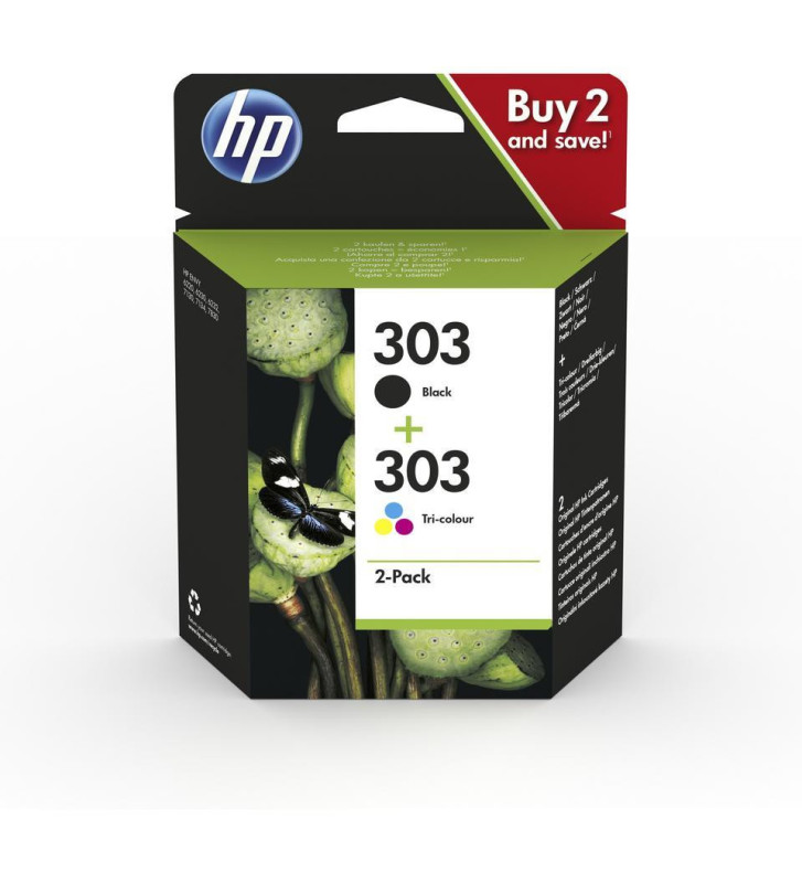 Pack de 2 Cartouches d'encre N°303 3YM92AE Noir+3 Couleurs