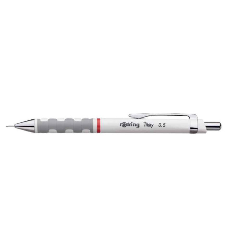 Porte-mines fin Tikky 0,5 mm Grip Pointe Métal Chromée Blanc