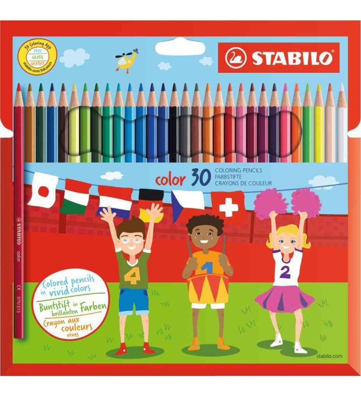 Crayons de couleur color, hexagonal, étui en carton