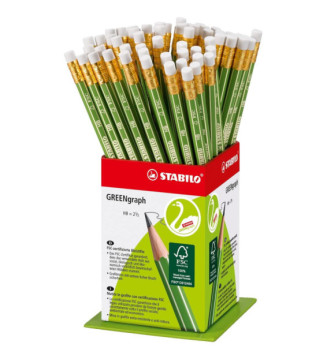 Godet de 60 Crayons Graphite 100% FSC  bout gomme HB