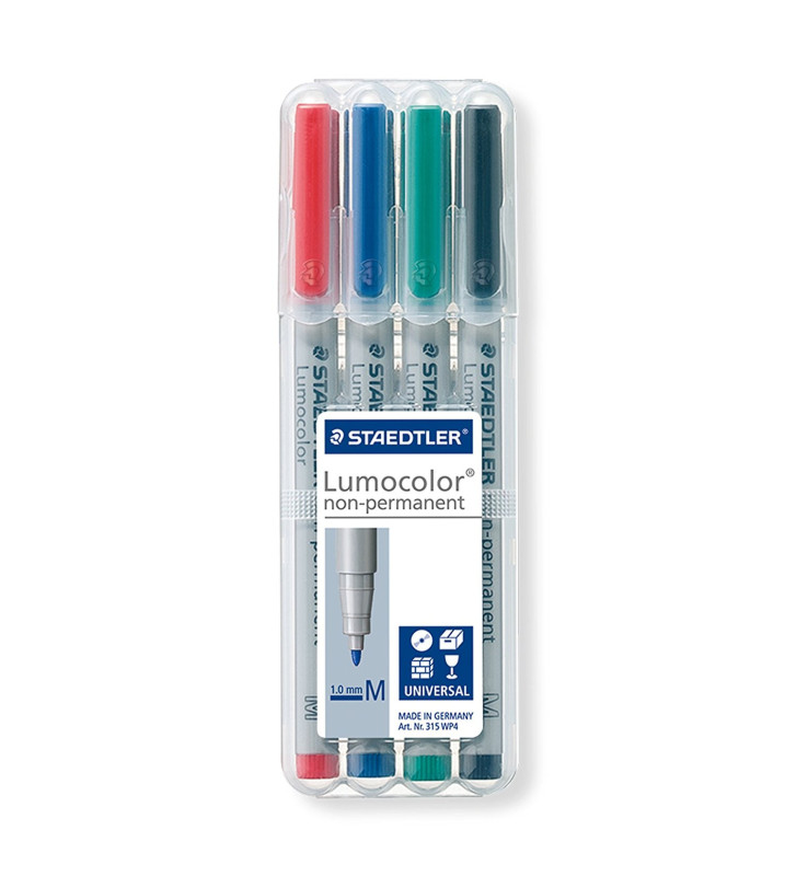 Etui de 4 Marqueurs Lumocolor 315 M Non-Permanent Pointe Moyenne Assortis