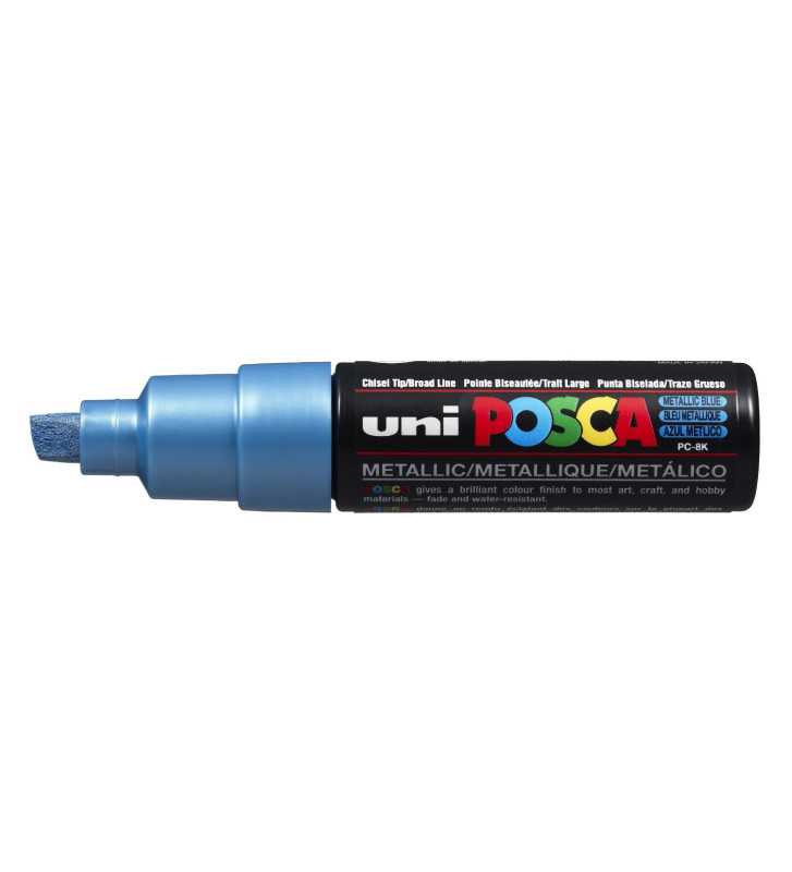 Marqueur pointe large biseautée pc8k 8mm bleu métal