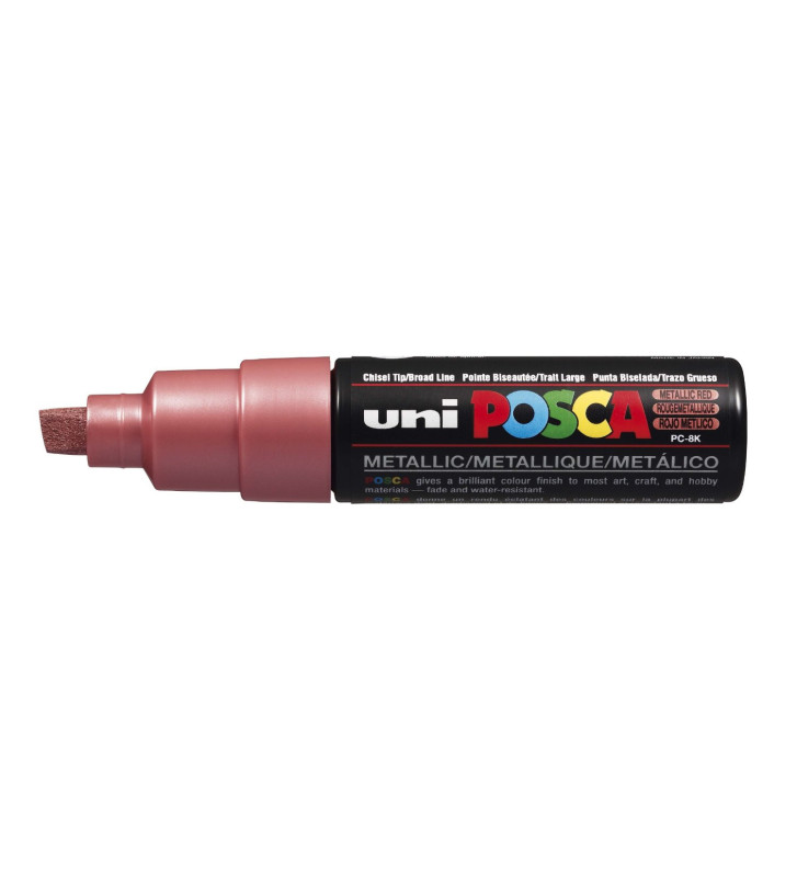 Marqueur pointe large biseautée pc8k 8mm rouge métal