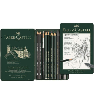 Boîte Métal de 11 Crayon Pitt Graphite Assortis