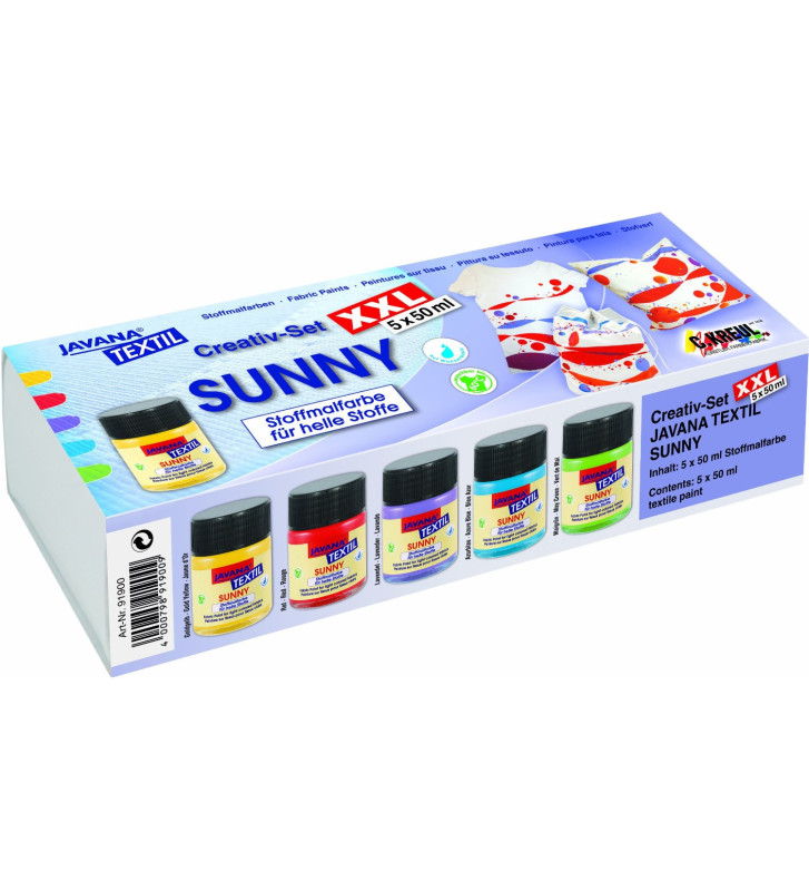 Kit XXL de 5 pots de 50 ml de peinture pour Textiles JAVANA Sunny