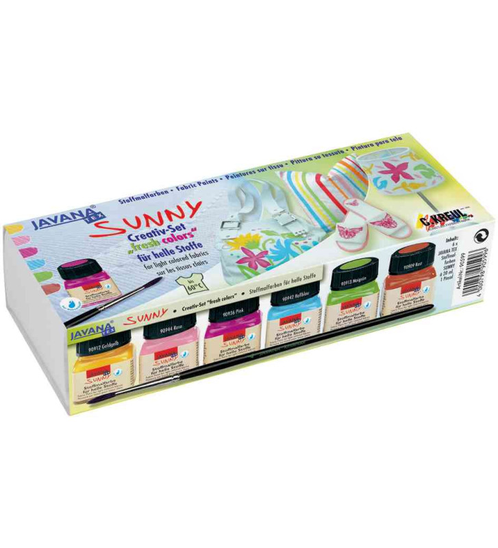Kit de 6 pots de peinture tissu JAVANA Sunny Creativ