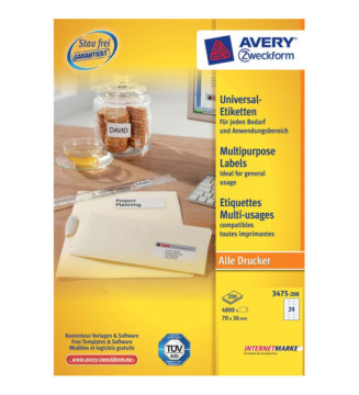 Etiquettes multi-usages, 70 x 36 mm, blanc