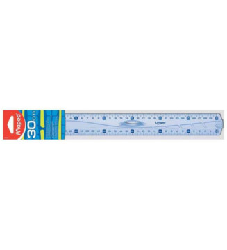 règle plate Triple décimètre Geometric en plastique transparent 30 cm à poignée