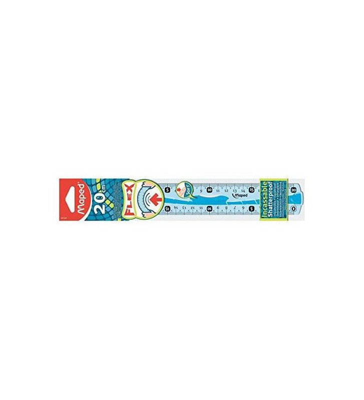 Règle plate double décimètre incassable Flex 20 cm couleur aléatoire bleu ou vert