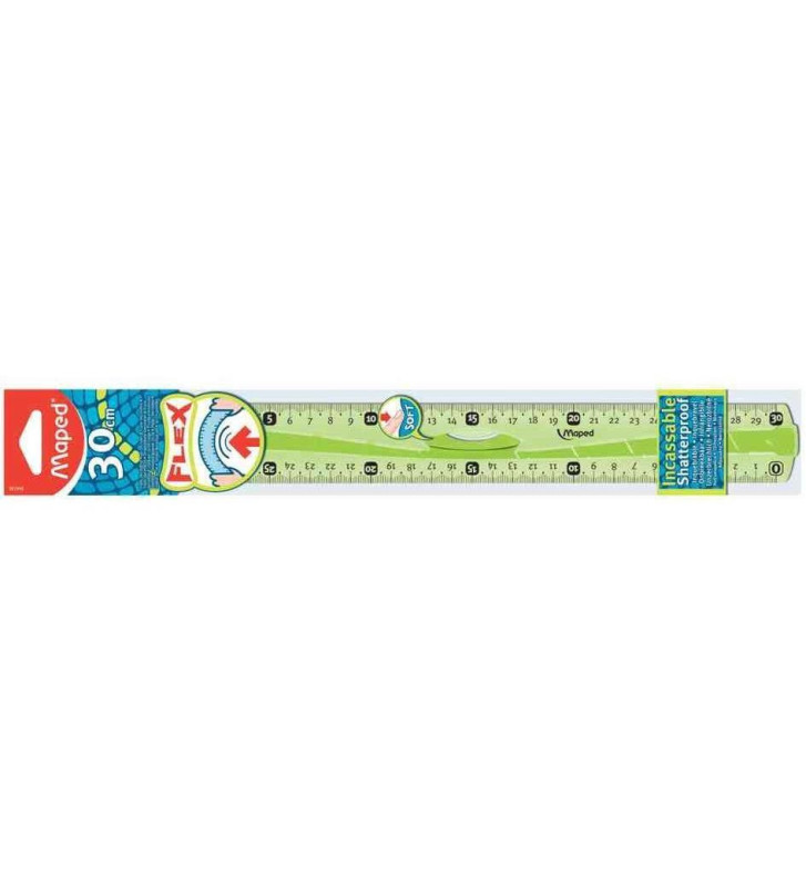 Règle plate Triple Décimètre Incassable Flex 30 cm bleu ou vert