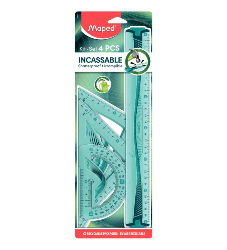 Kit de géometrie Flex incassable 4 pièces règle de 30 cm