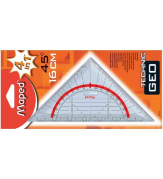 Équerre geométrique Technic 45° Hypothénuse 160 mm 4 en 1
