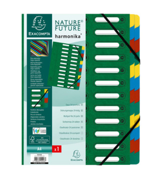 Trieur HARMONIKA à fenêtres et élastique carte lustrée 24 comp Vert