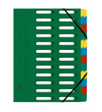 Trieur HARMONIKA à fenêtres et élastique carte lustrée 24 comp Vert