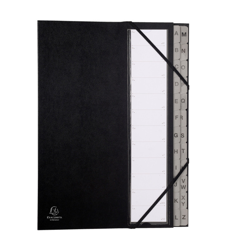 Trieur Ordonator 24 Compartiments Dos Extensible Alphabétiques Noir