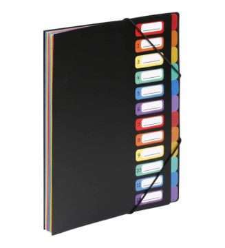 Trieur à 12 compartiments en format chèque Rainbow Class Noir