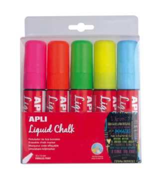 Etui de 5 Marqueurs Craie Liquide Effaçable Pointe Biseau
