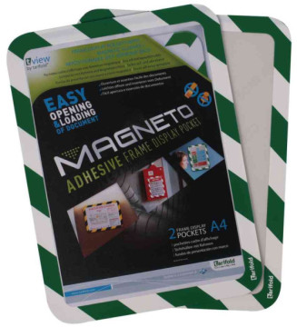 Pochettes-cadre MAGNETO SAFETY A4 Vert / Blanc Lot de 2