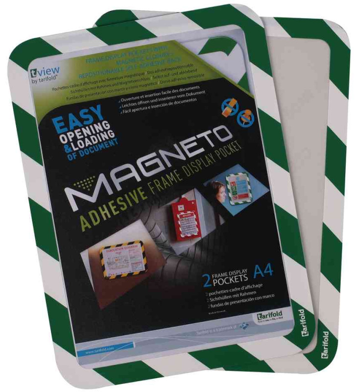 Pochettes-cadre MAGNETO SAFETY A4 Vert / Blanc Lot de 2
