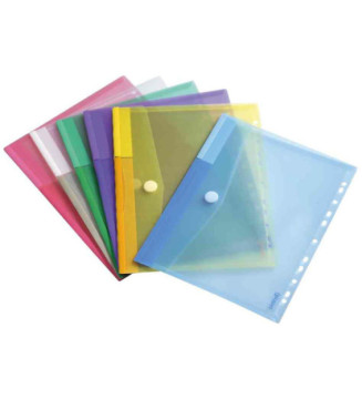 Lot de 12 pochettes enveloppes A4 avec perforation couleurs assorties