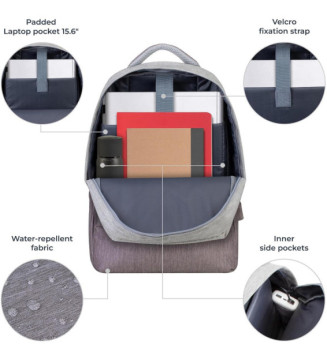 Sac à Dos pour PC portable Anti-Vol Gris/Mocha 15.6