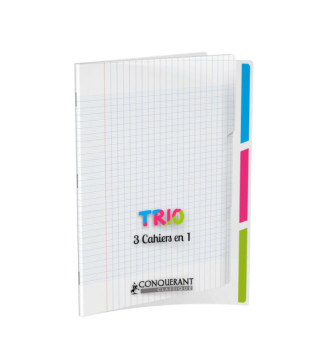 Cahier trio polypro 24x32cm 90g 96p grands carreaux incolorre