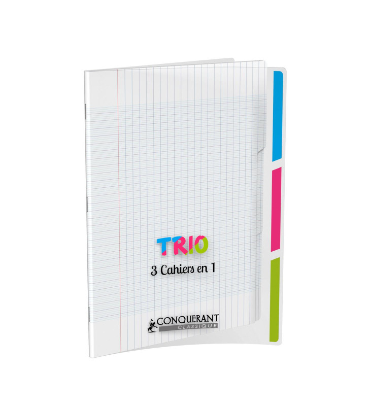 Cahier trio polypro 24x32cm 90g 96p grands carreaux incolorre