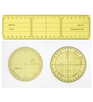 Pack rentrée - Régle Equerre Grand Modèle+Rapporteur trigonométrie+Rapporteur Circulaire 360°