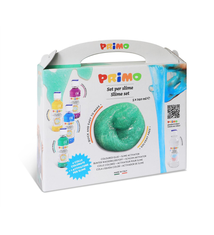 Slime-lab Assortiment de 4 colles à eau colorées en flacon 240 ml et 1 activateur pour Slime