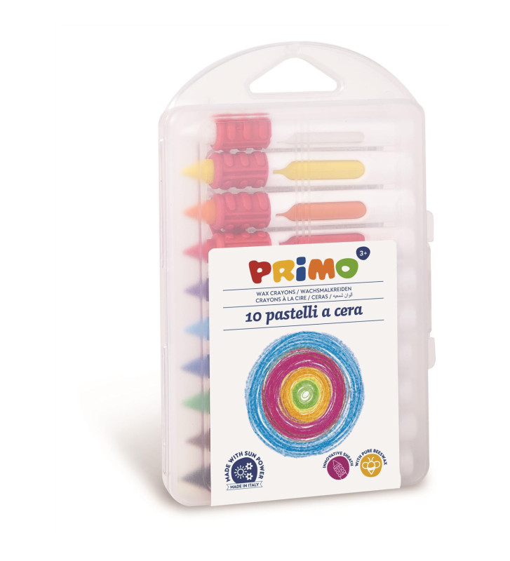 Boîte PP 10 Crayons à la Cire Poignée Ergonomique 10 couleurs
