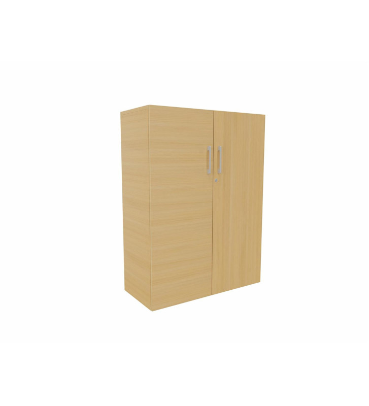 Armoire mi-haute en mélaminé 136x100, 3 tablettes, chêne clair