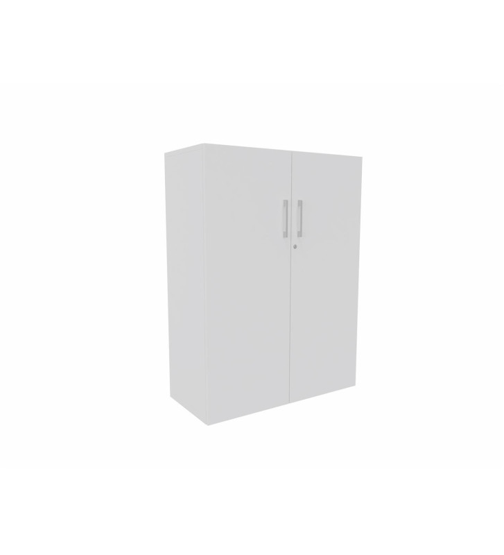 Armoire mi-haute en mélaminé 136x100, 3 tablettes, blanc